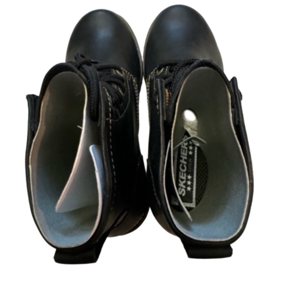 Sketchers Women’s Black Boots Size 7.5 Lace Up White Stitching NEW - Picture 11 of 13